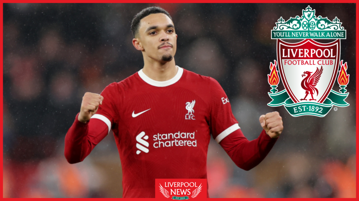 Liverpool badge and Trent Alexander-Arnold