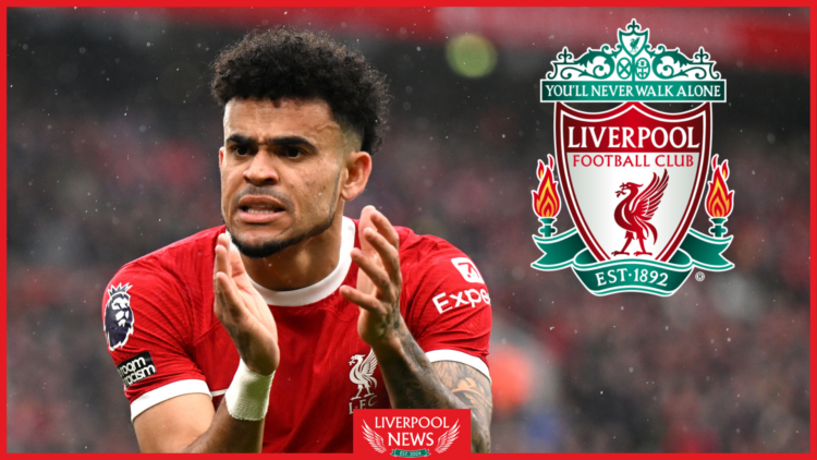 Liverpool logo and Luis Diaz