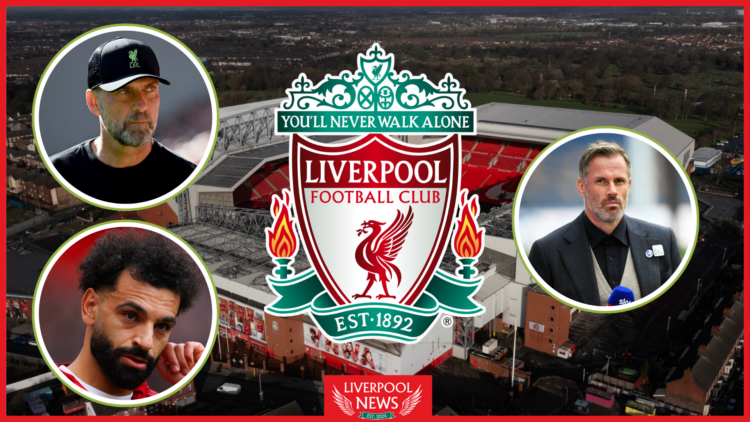 jurgen klopp, mohamed salah, jamie carragher, liverpool badge