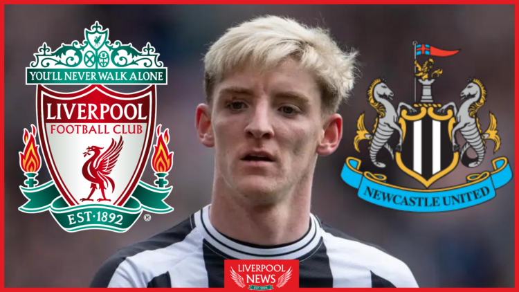 Anthony Gordon, Liverpool badge, Newcastle badge