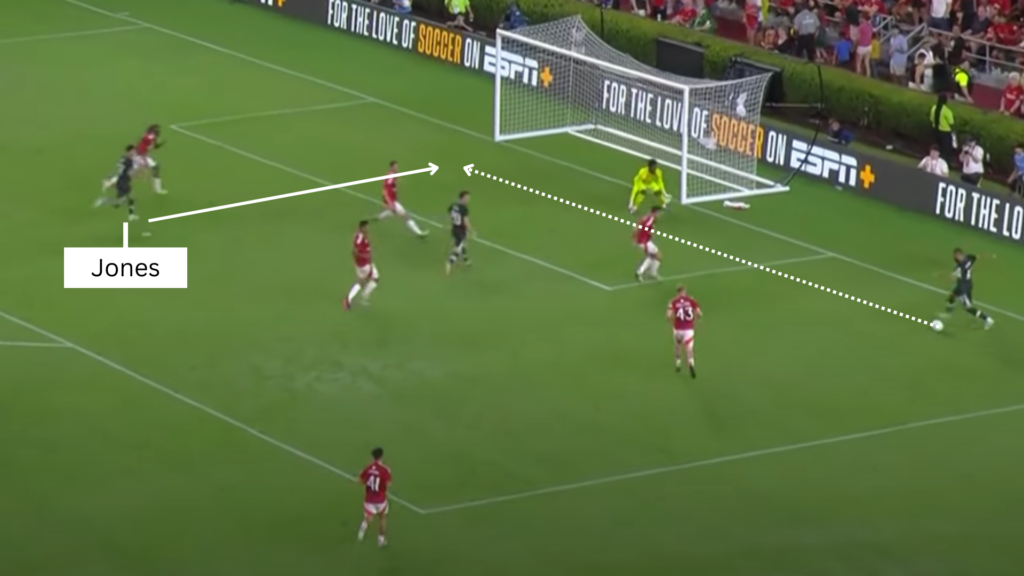 Liverpool midfielder Curtis Jones v Manchester United (4 August 2024)