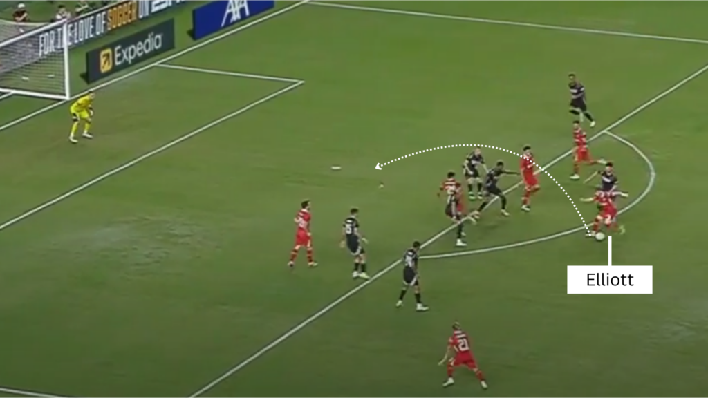 Liverpool midfielder Harvey Elliott vs Arsenal (1 August 2024)