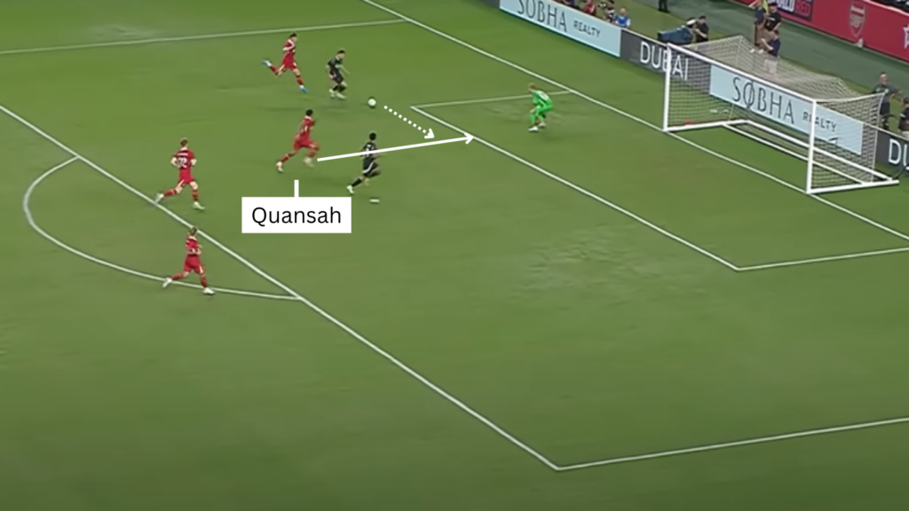 Liverpool defender Jarell Quansah vs Arsenal