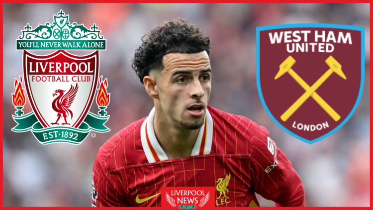 Curtis Jones, Liverpool badge, West Ham United badge
