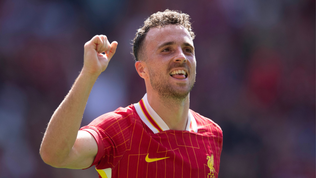 Diogo Jota celebrates scoring for Liverpool