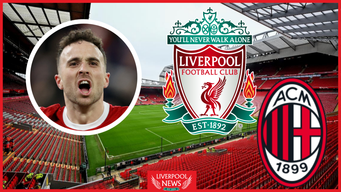 Diogo Jota, Liverpool badge, AC Milan badge