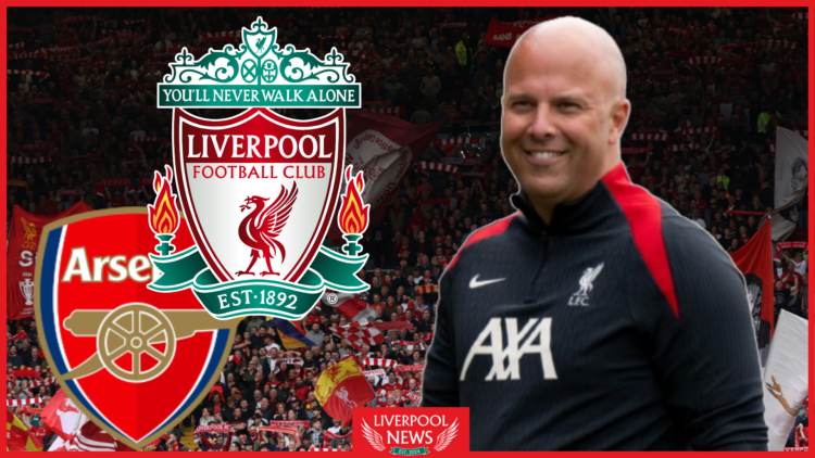 Arne Slot, Liverpool badge, Arsenal badge