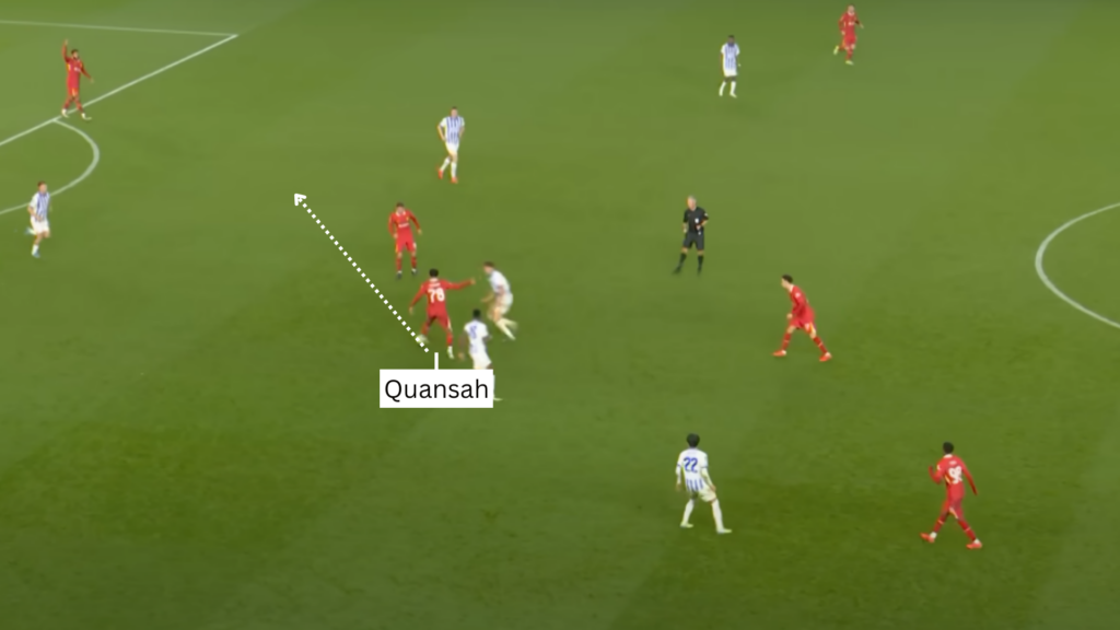 Liverpool defender Jarell Quansah v Brighton