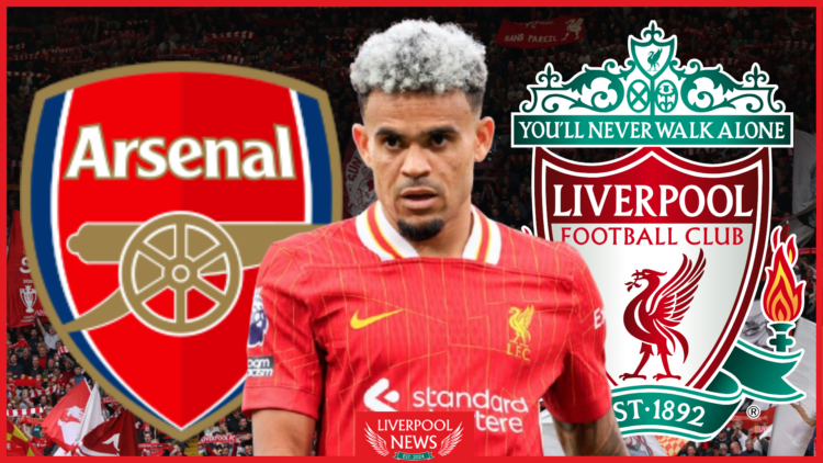 Luis Diaz, Liverpool badge, Arsenal badge