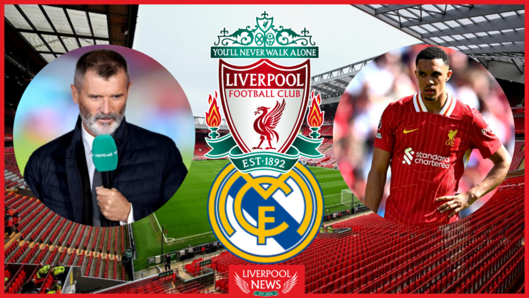Roy Keane, Trent Alexander-Arnold, Liverpool badge, Real Madrid badge