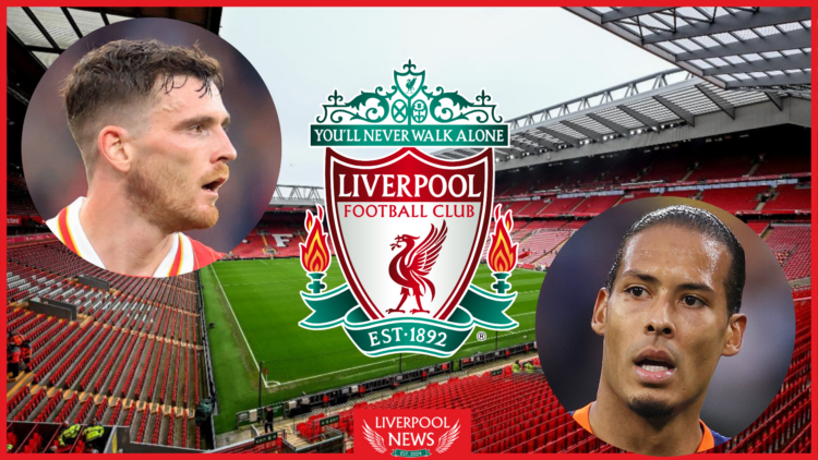 Virgil van Dijk, Andy Robertson, Liverpool badge