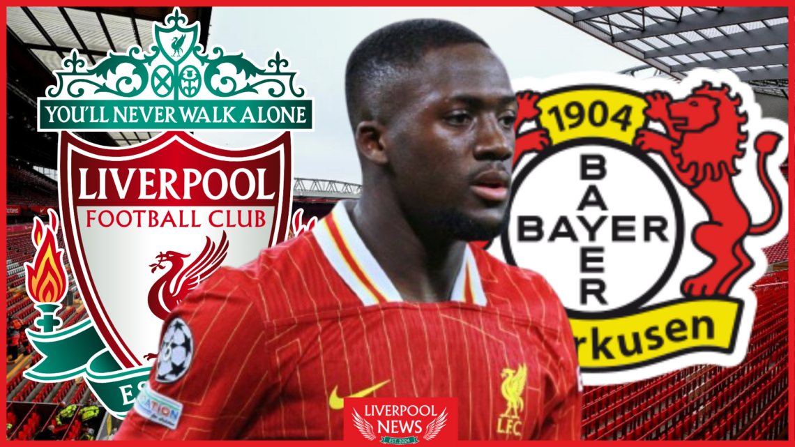 Ibrahima Konate, Liverpool badge, Bayer Leverkusen badge