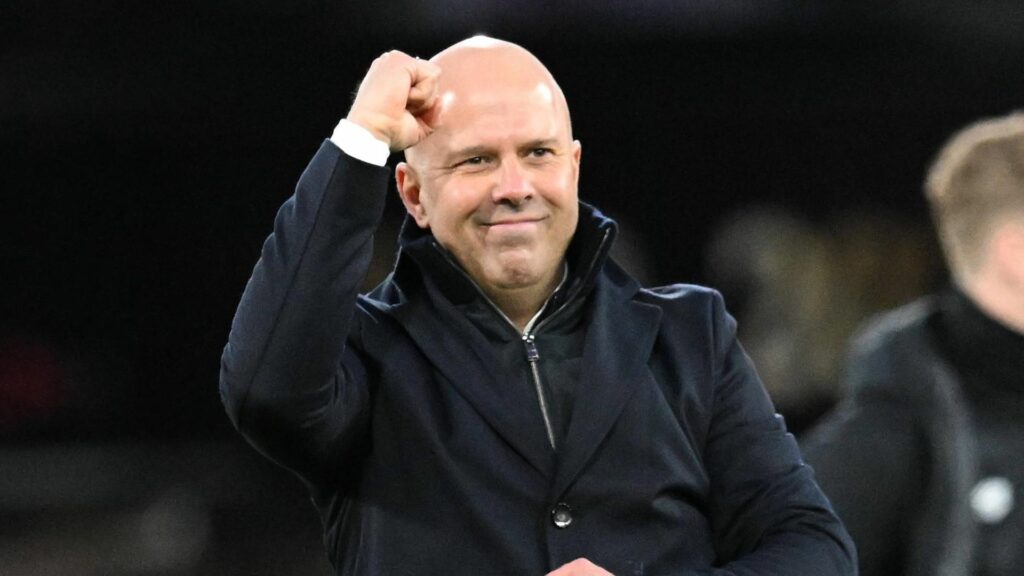 Liverpool manager Arne Slot with a fist pump