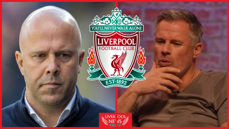 Arne Slot, Jamie Carragher, Liverpool badge