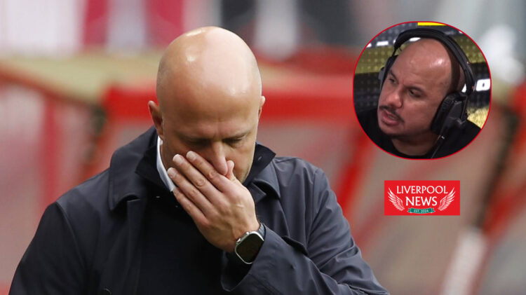 Liverpool manager Arne Slot and Gabby Agbonlahor.