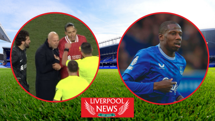 Picture of Liverpool boss Arne Slot and Abdoulaye Doucoure.