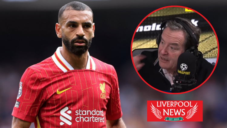 Picture of Liverpool attacker Mohamed Salah and Jeff Stelling.