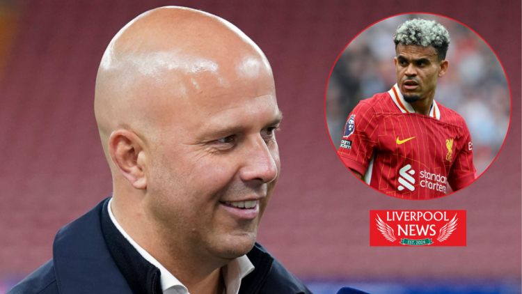 Liverpool Arne Slot and Luis Diaz