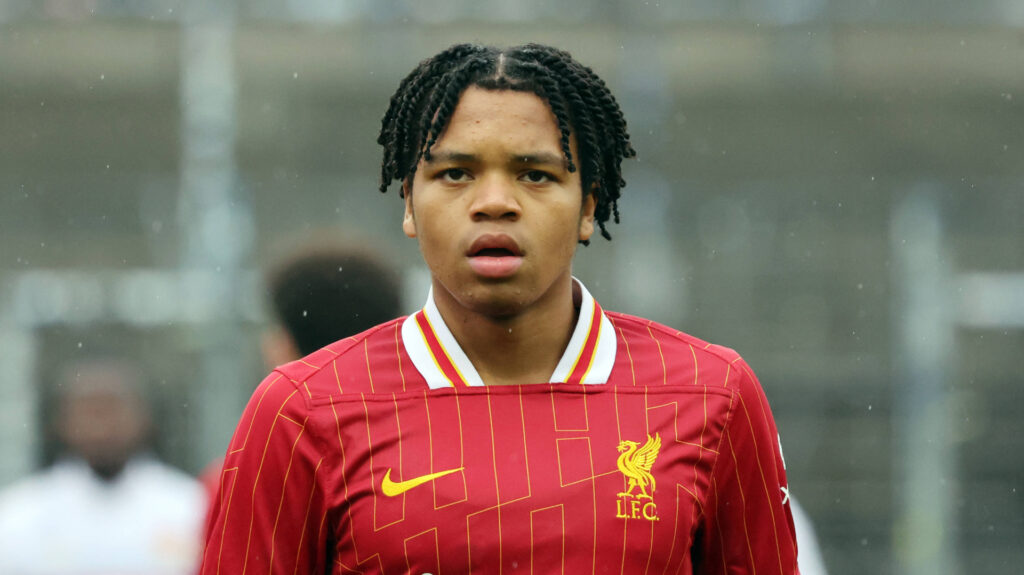 Rio Ngumoha playing for Liverpool's youth team in 2024/25