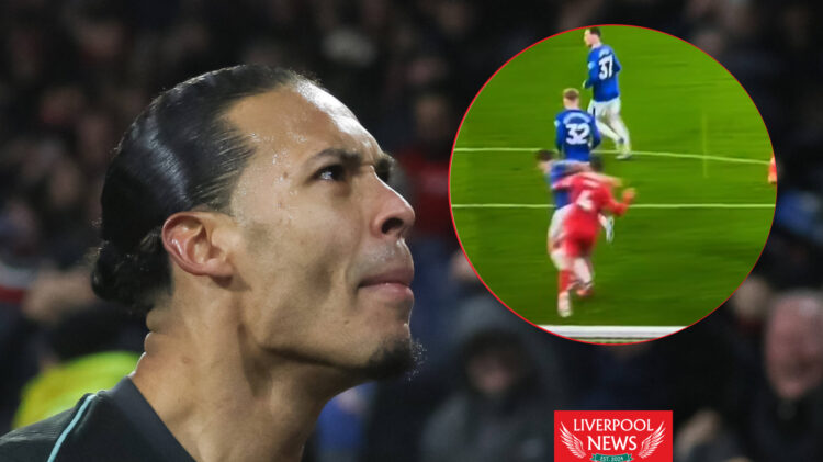 Virgil Van Dijk making a foul