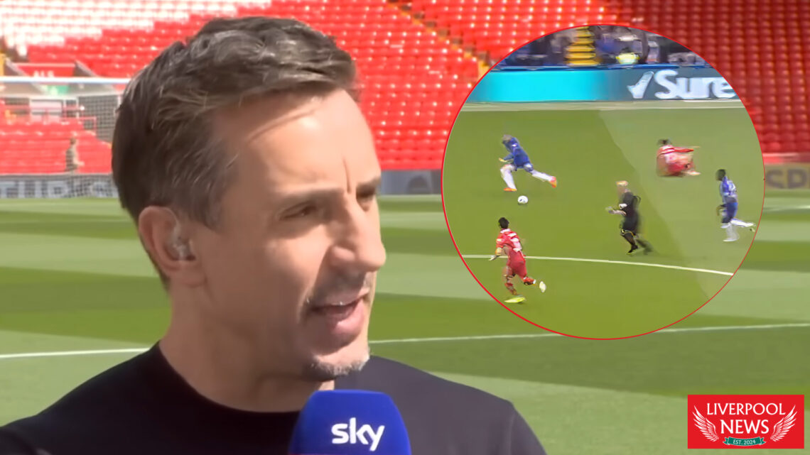 Gary Neville, screenshot of Cole Palmer dribbling past Curtis Jones