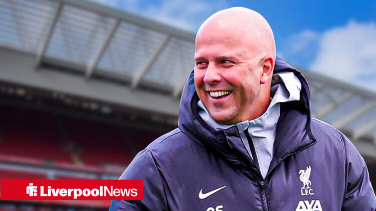 An image of Liverpool manager Arne Slot smiling