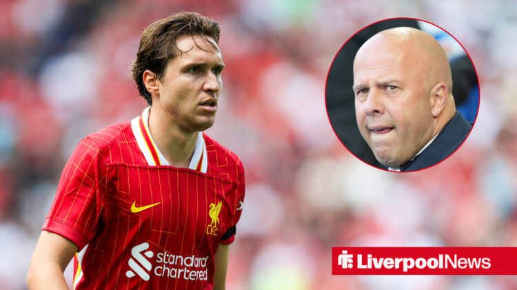 Liverpool manager Arne Slot and Federico Chiesa.