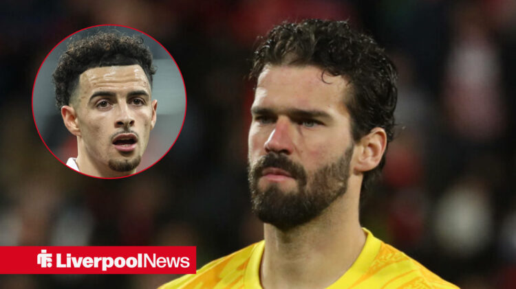 Liverpool goalkeeper Alisson and Curtis Jones.