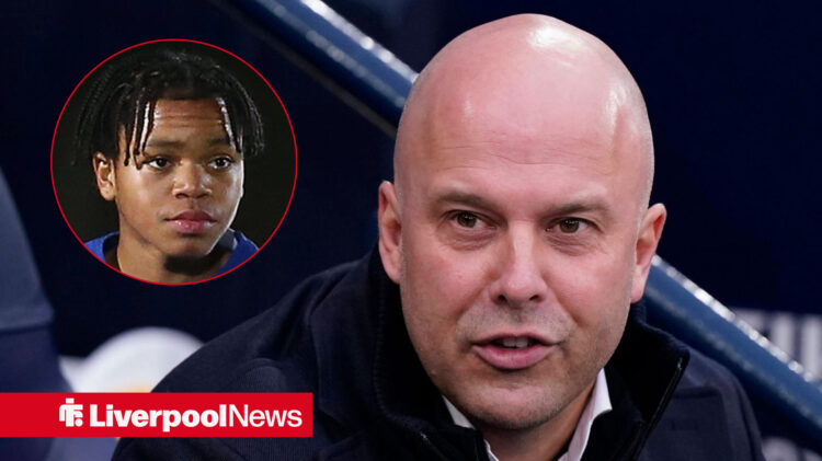 Liverpool manager Arne Slot and Rio Ngumoha