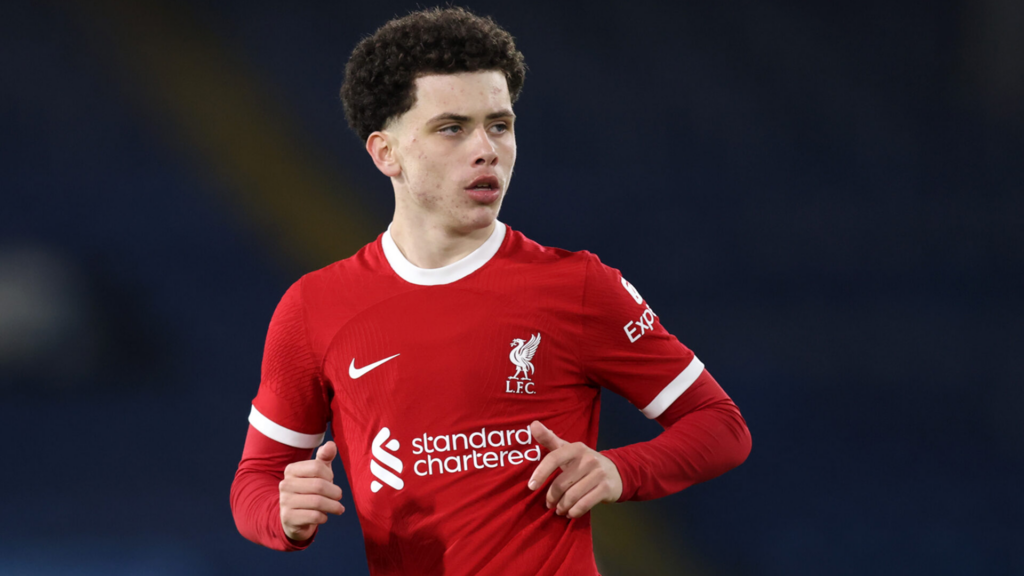 Kieran Morrison in action for Liverpool.