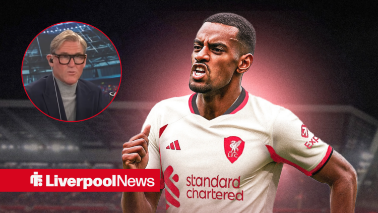Alexander Isak in a Liverpool shirt and Simon Jordan in the circle