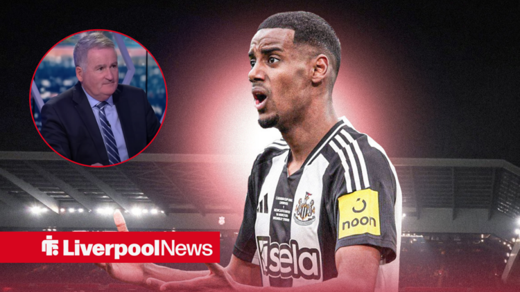 Liverpool target Alexander Isak looking concerned, Richard Keys in inset.