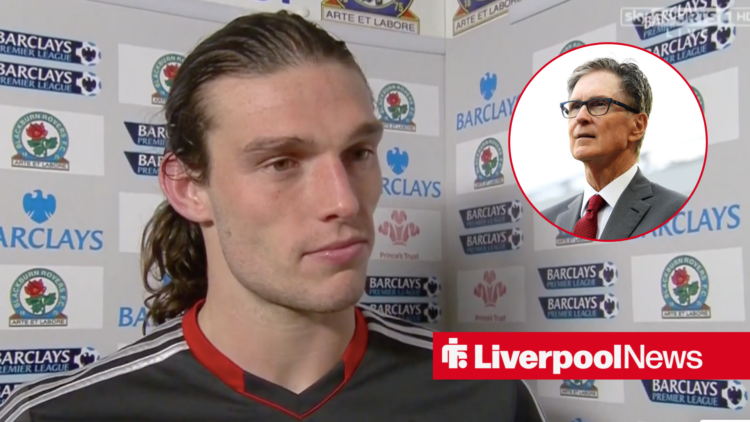 Andy Carroll after a Liverpool match, John Henry in inlet.
