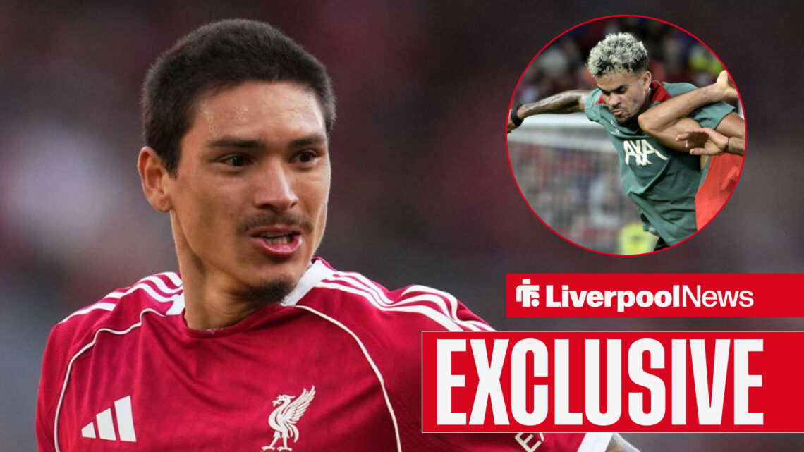 Darwin Nunez and Luis Diaz playing for Liverpool.