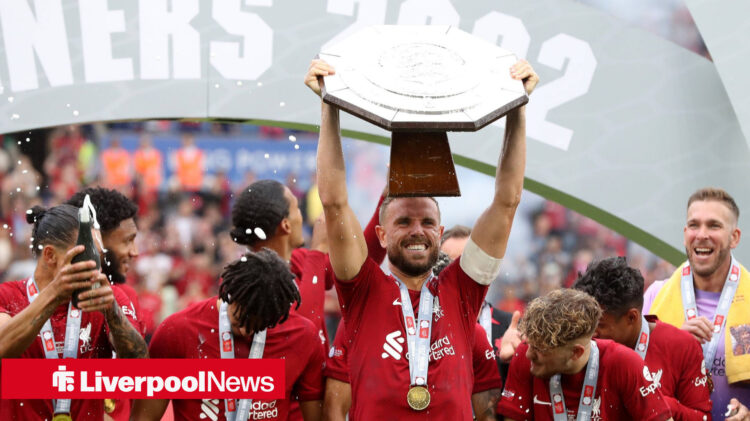 Jordan Henderson lifts the Community Shield