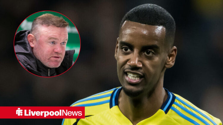 Wayne Rooney looking unimpressed towards Liverpool target Alexander Isak