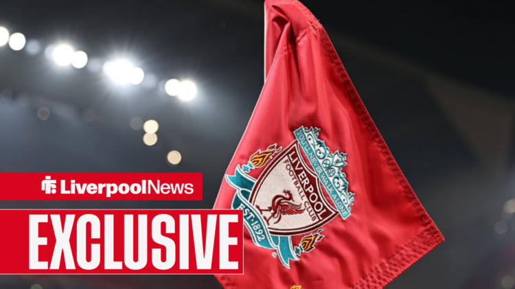 A Liverpool corner flag at Anfield with an exclusive banner