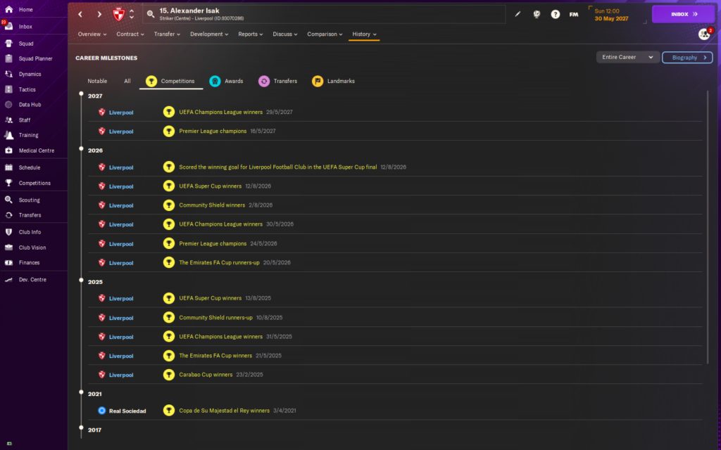 Isak's milestones after three seasons with Liverpool.