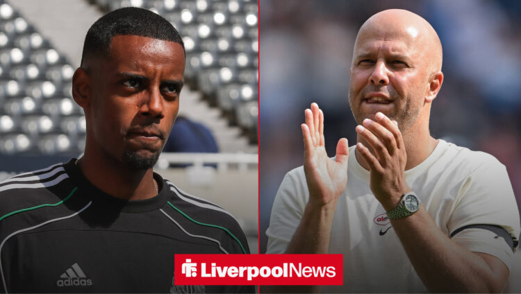 Alexander Isak and Liverpool manager Arne Slot
