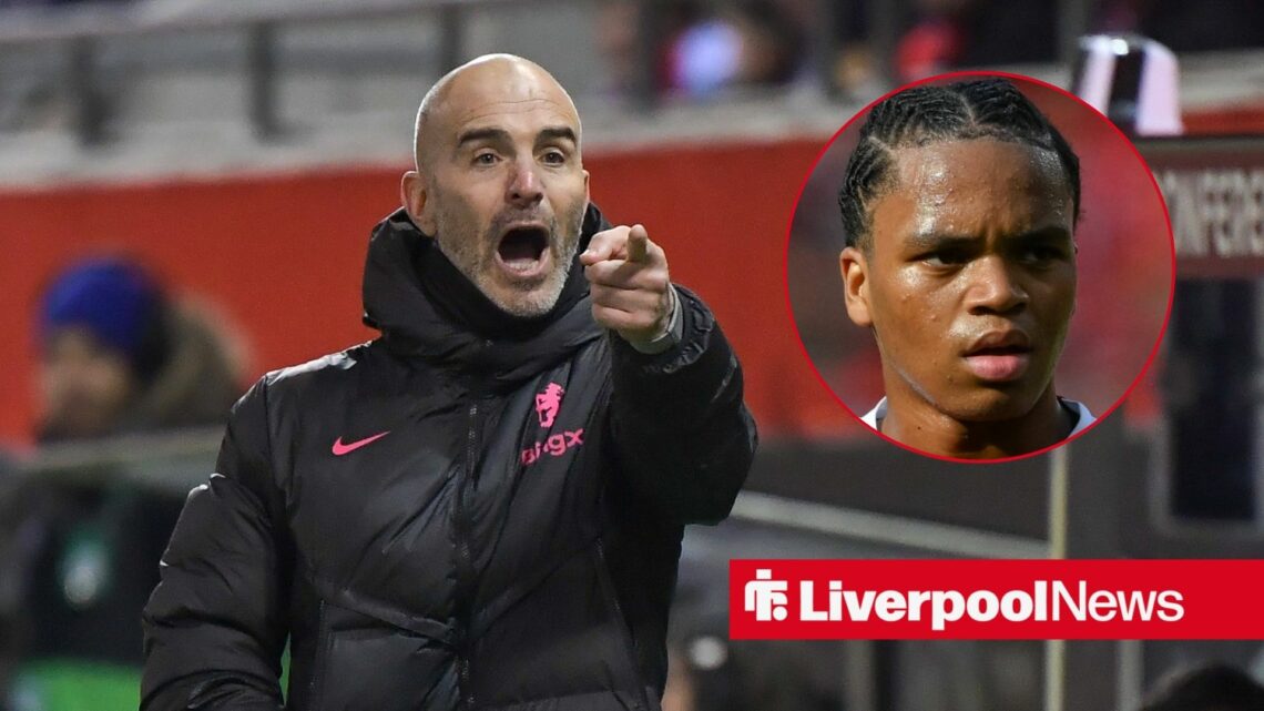 Chelsea manager Enzo Maresca shouts with Liverpool winger Rio Ngumoha inset