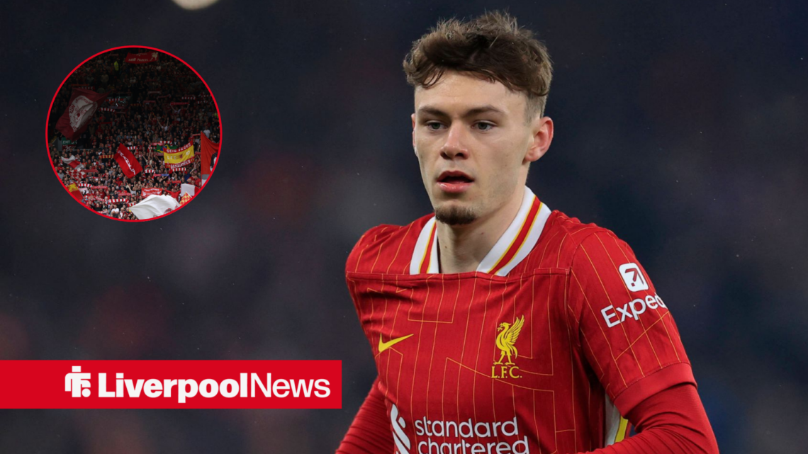 Connor Bradley alongside a circle inset of Anfield.