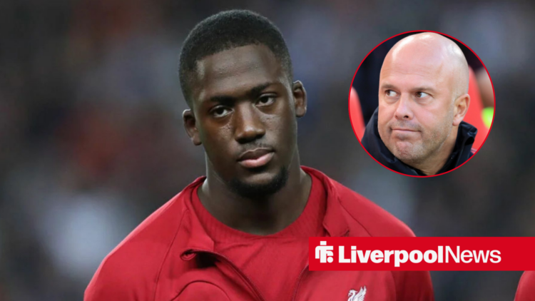 Liverpool defender Ibrahima Konate with Arne Slot inset