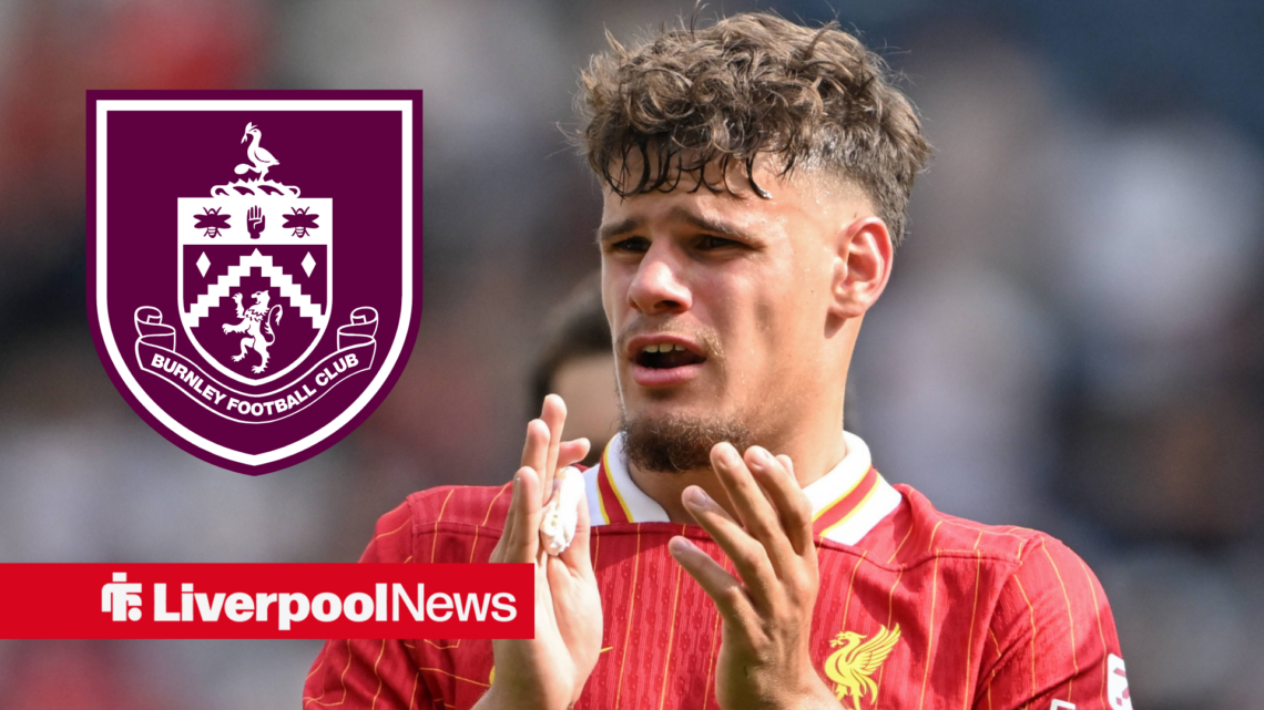 Liverpool defender Milos Kerkez claps with Burnley inset