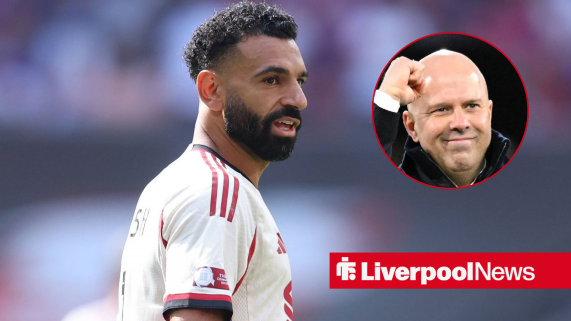 Liverpool winger Mohamed Salah with Arne Slot inset