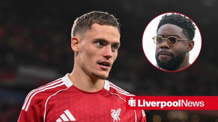 Liverpool midfielder Florian Wirtz with Micah Richards inset