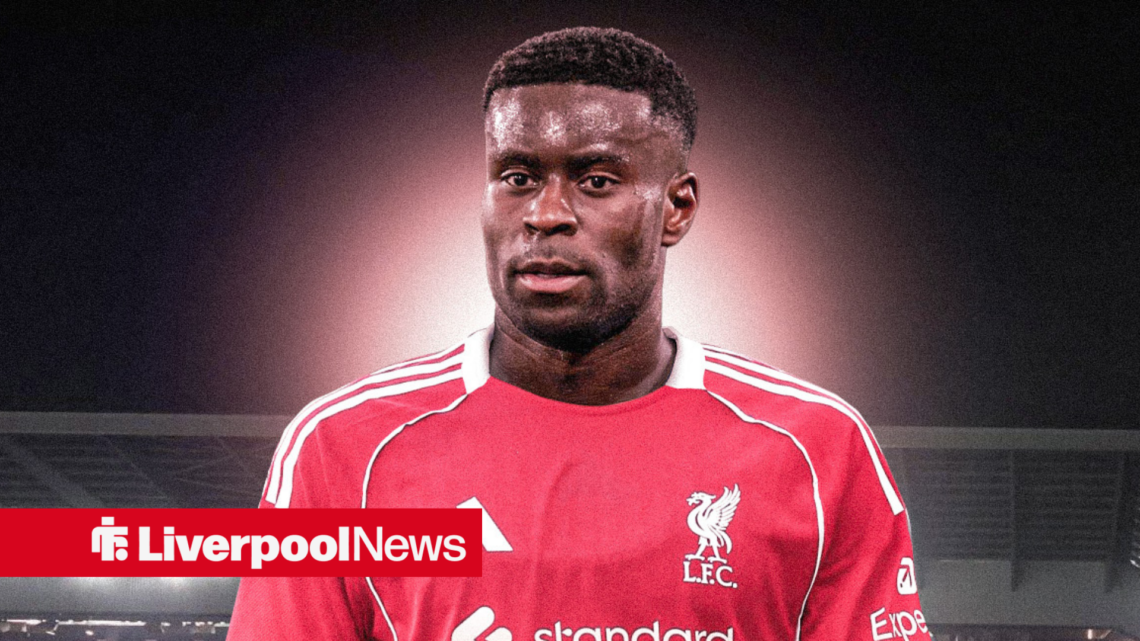 Crystal Palace defender Marc Guehi edited into Liverpool shirt.