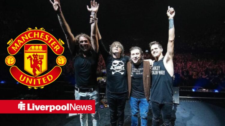 Rock band My Chemical Romance with Manchester United inset