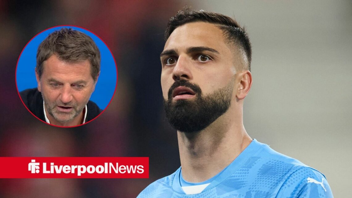 Liverpool goalkeeper Giorgi Mamardashvili with Tim Sherwood inset