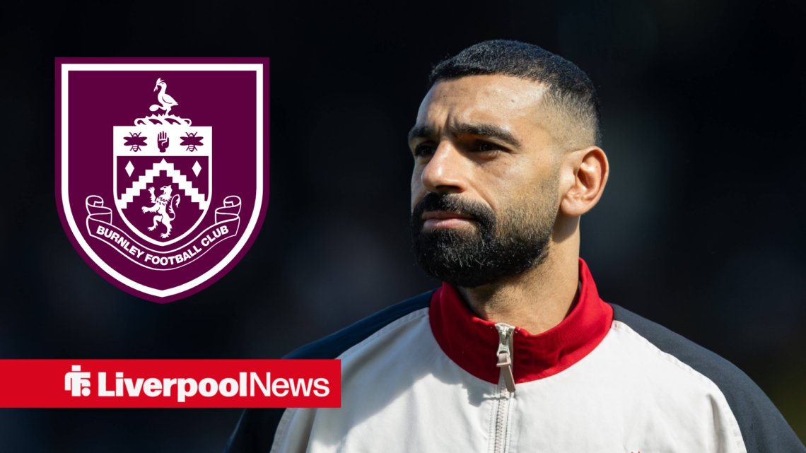 Liverpool forward Mohamed Salah with Burnley badge inset