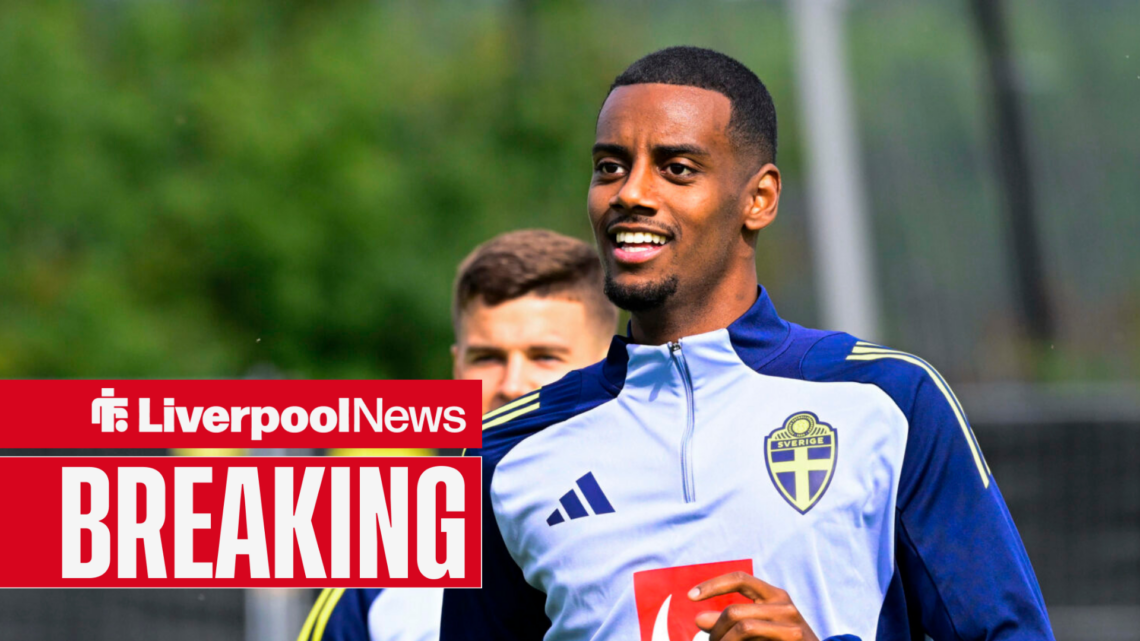 Liverpool striker Alexander Isak training for Sweden